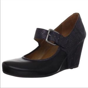 Naya Leather Snake Hidden Wedge Mary Jane Heels